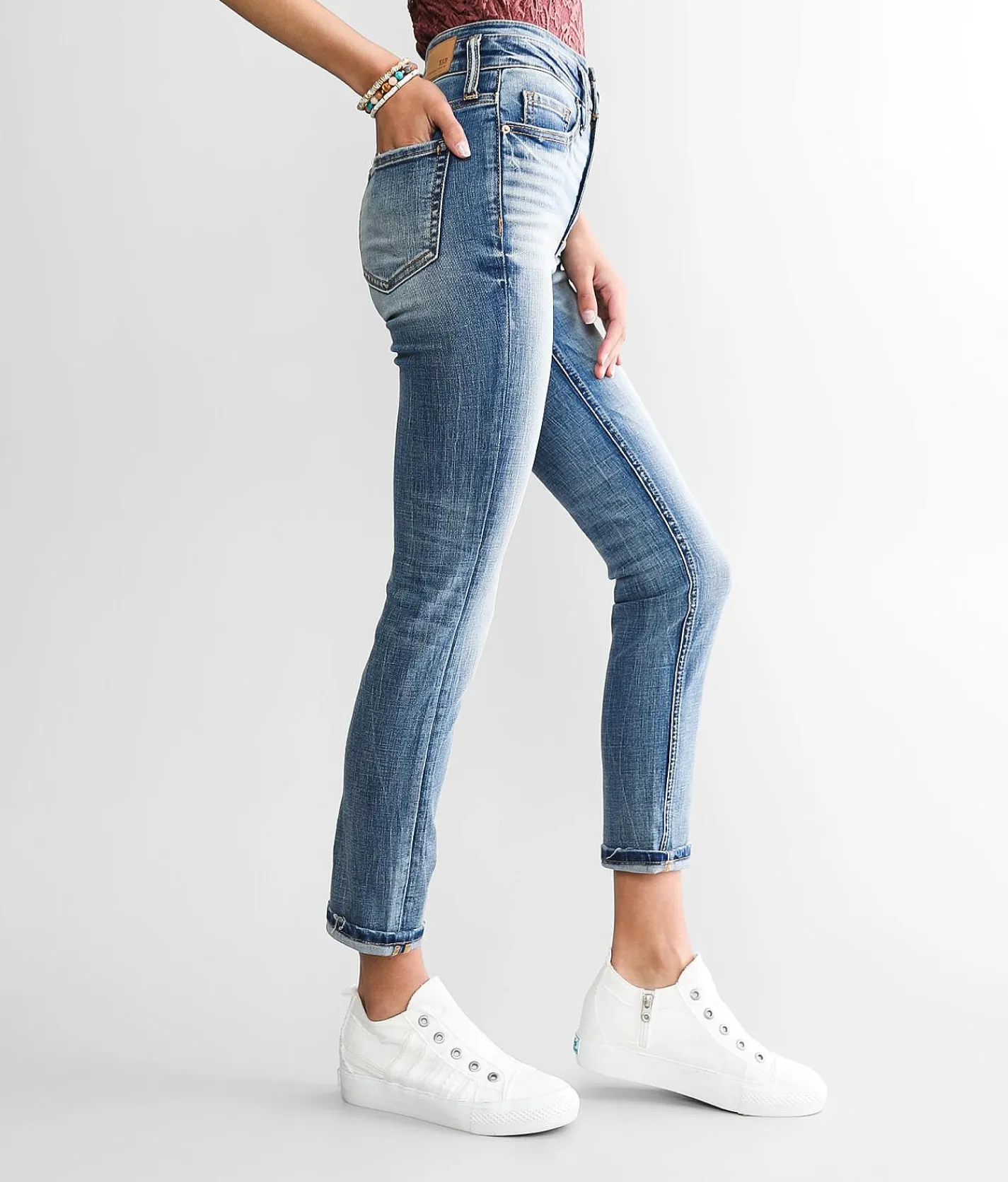 BKE Billie Ankle Straight Stretch Cuffed Jean Tobak Sale