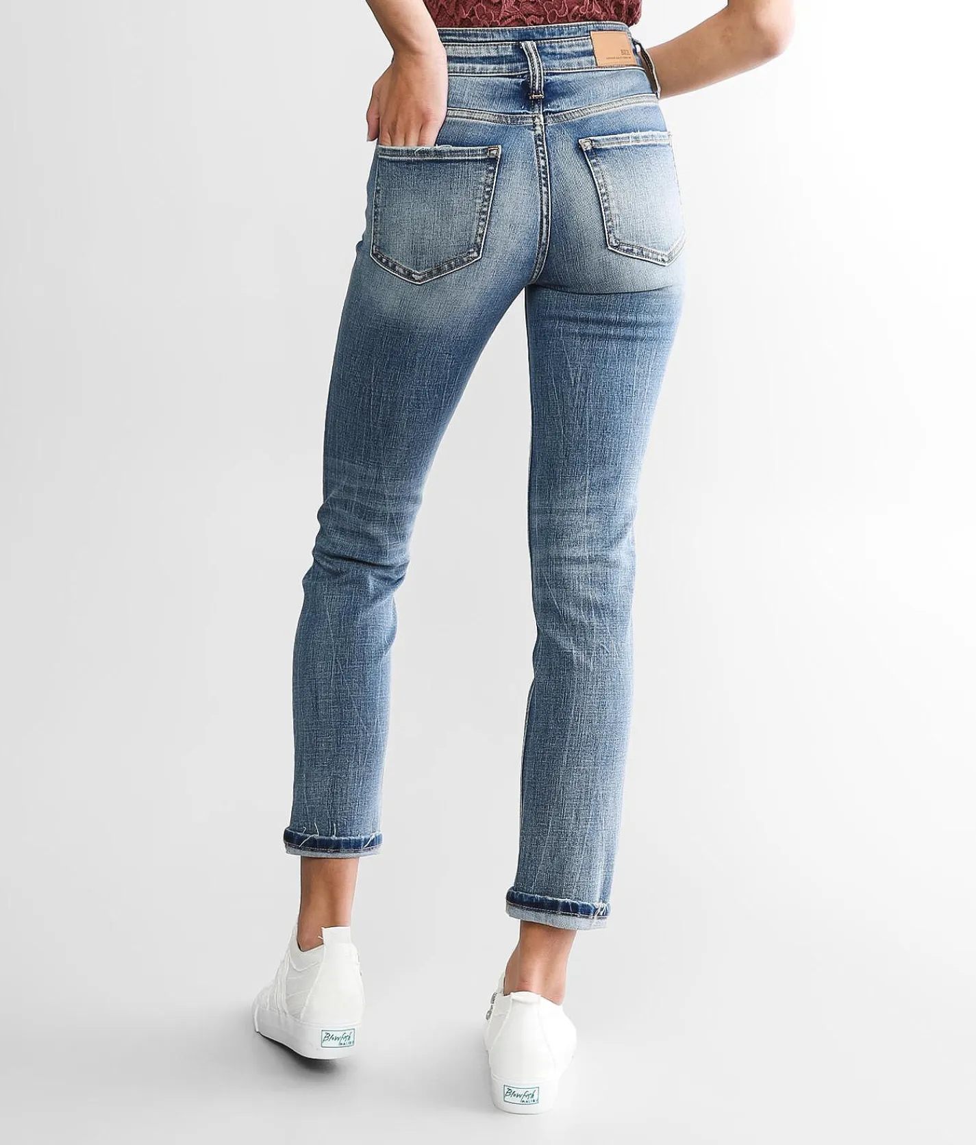 BKE Billie Ankle Straight Stretch Cuffed Jean Tobak Sale