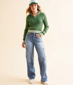 Jeans|Bottoms | BKE Billie Cargo Wide Leg Stretch Jean Loomis