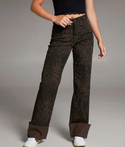 BKE Billie Wide Leg Stretch Jean Cheetah Outlet