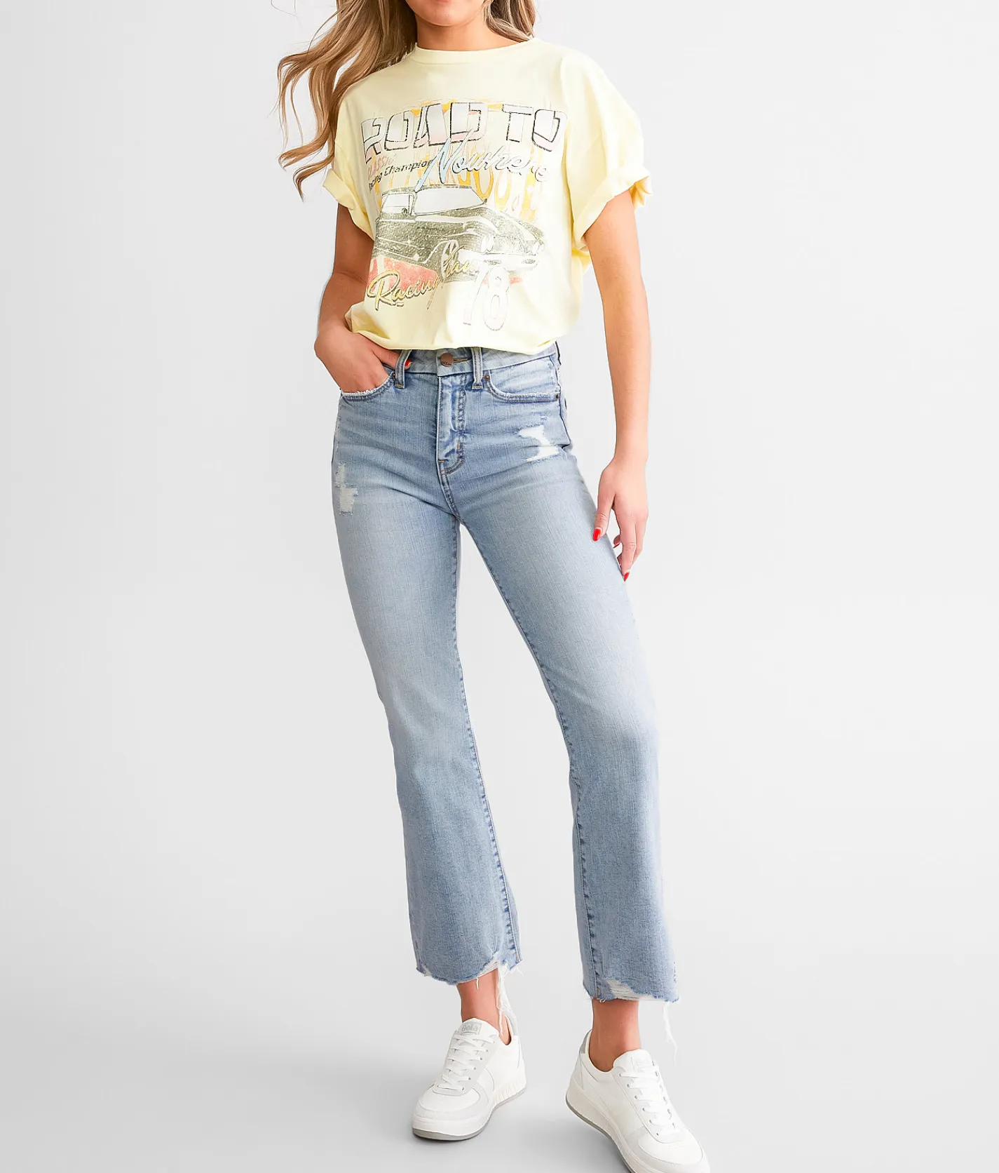 BKE Billie Cropped Flare Stretch Jean Fultz New