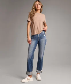 BKE Billie Cropped Straight Stretch Cuffed Jean Velez 7 Discount