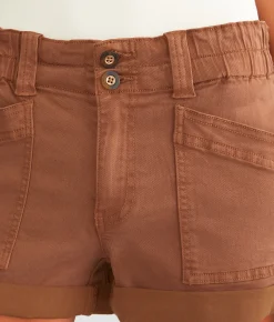 BKE Billie Paperbag Stretch Short Auburn Discount