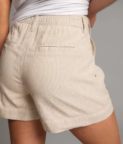 BKE Billie Striped Short Tan and Cream Stripe Sale