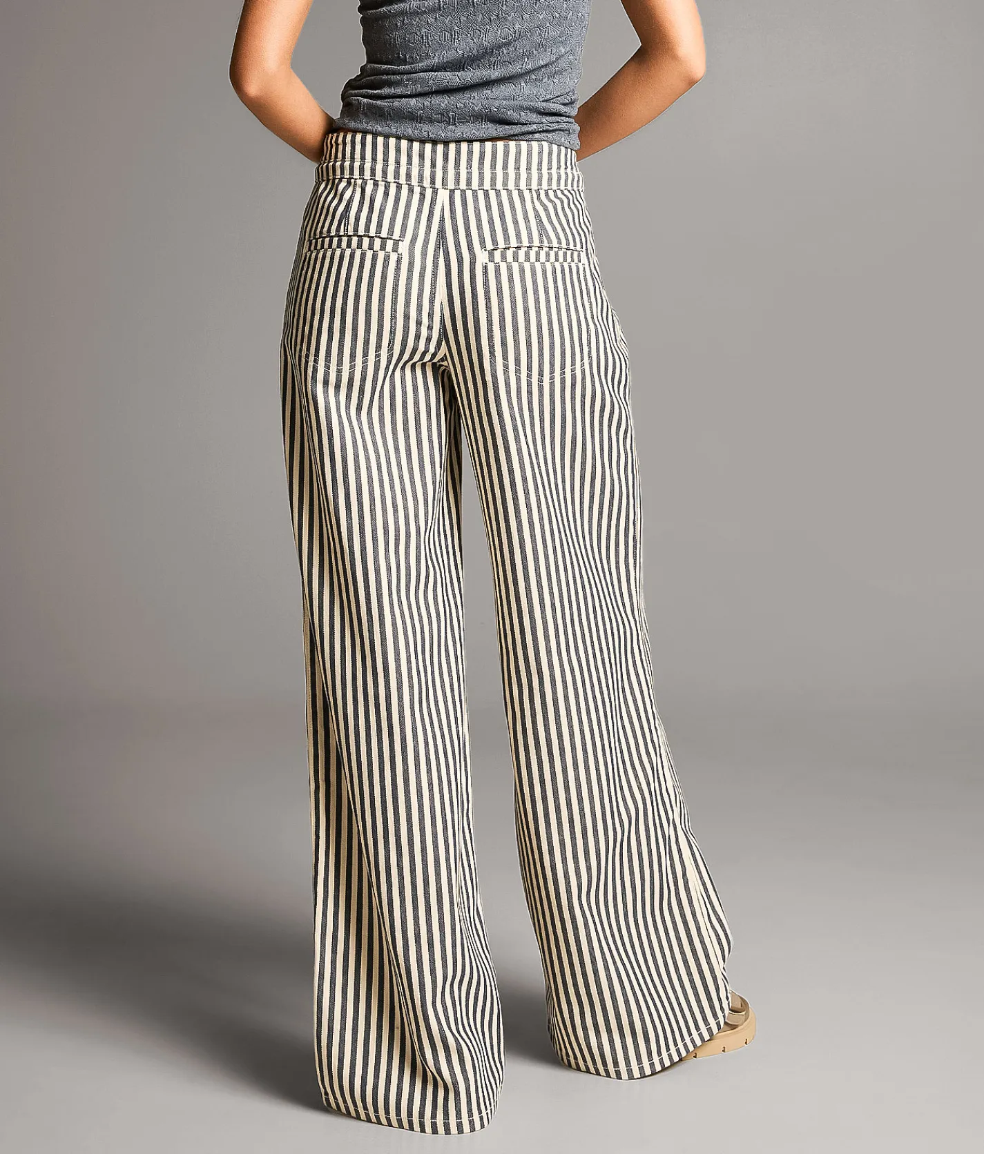 Bottoms | BKE Billie Striped Wide Leg Pant Navy Cream Stripe