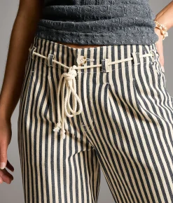 Bottoms | BKE Billie Striped Wide Leg Pant Navy Cream Stripe