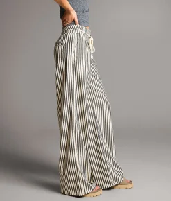 Bottoms | BKE Billie Striped Wide Leg Pant Navy Cream Stripe