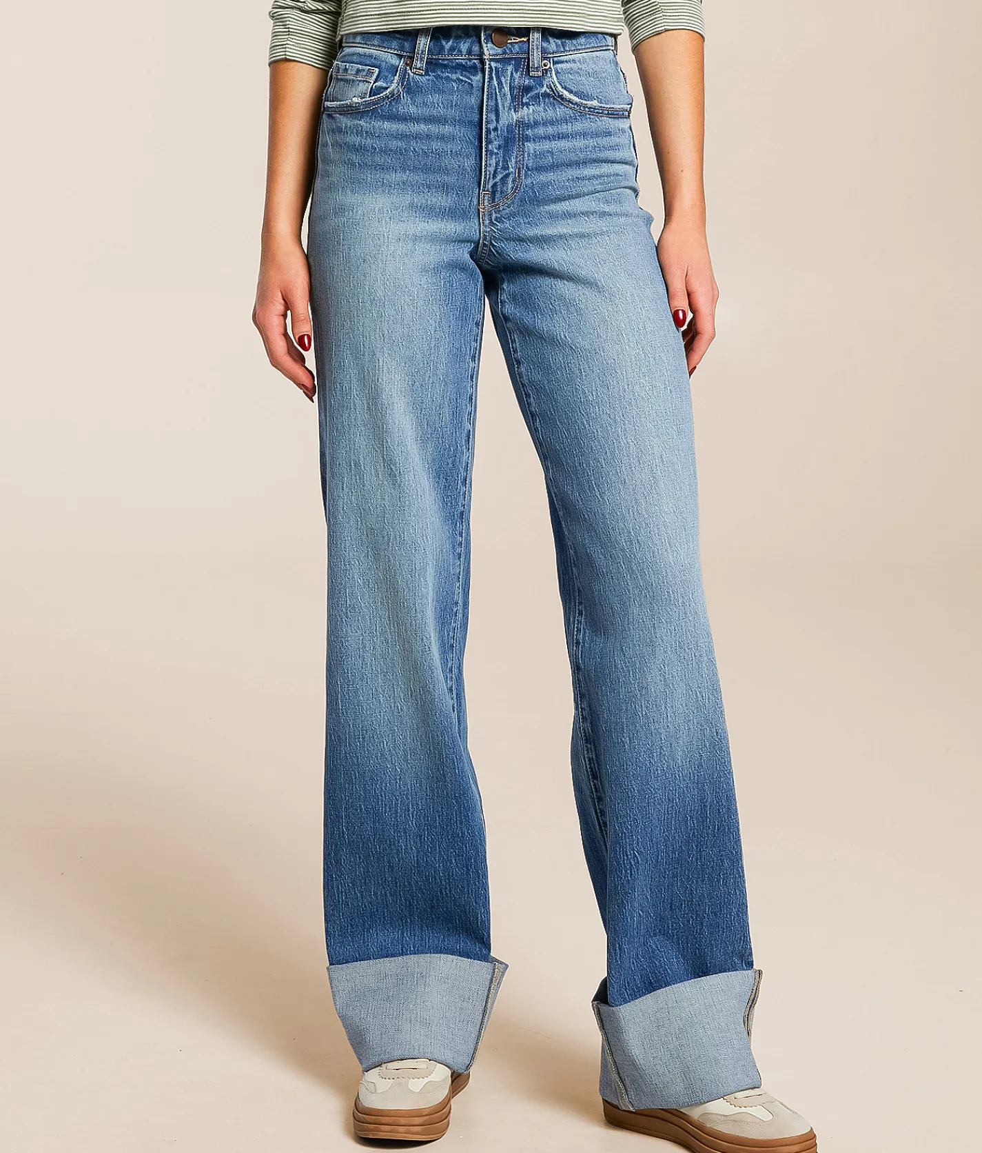 BKE Billie Wide Leg Stretch Cuffed Jean Collett Clearance