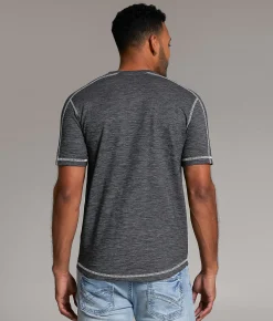 Tops | BKE Bio Washed Henley Black White