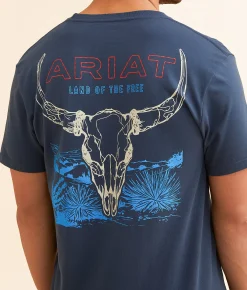 Graphic T-Shirts | Ariat Bison Bureau T-Shirt Blue Dusk