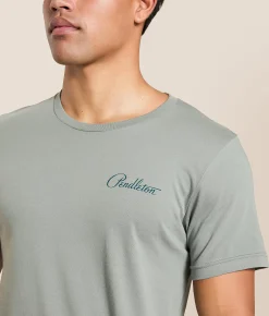 Pendleton Bison Circle Stamp T-Shirt Blue Storm Hot