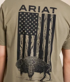 Ariat Bison Flag T-Shirt Fallen Rock New
