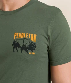 Pendleton Bison Stamp T-Shirt Military Green New