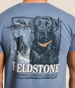 Tops|Graphic T-Shirts | Fieldstone Black Labrador Splash T-Shirt Blue Jean