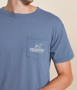Tops|Graphic T-Shirts | Fieldstone Black Lab Retrieving T-Shirt Blue Jean