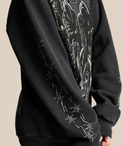 Tops | Affliction Black Night Hooded Sweatshirt Black Beauty