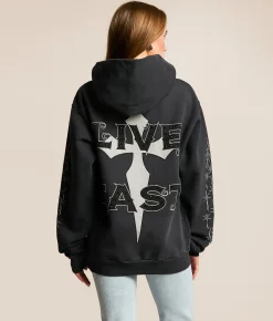 Tops | Affliction Black Night Hooded Sweatshirt Black Beauty