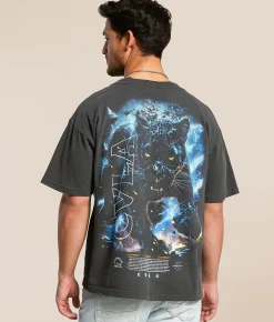 Graphic T-Shirts | CVLA Black Panther T-Shirt Black Pigment Wash