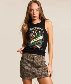 Tops | Ed Hardy Rose Ribbed Tank Top Black