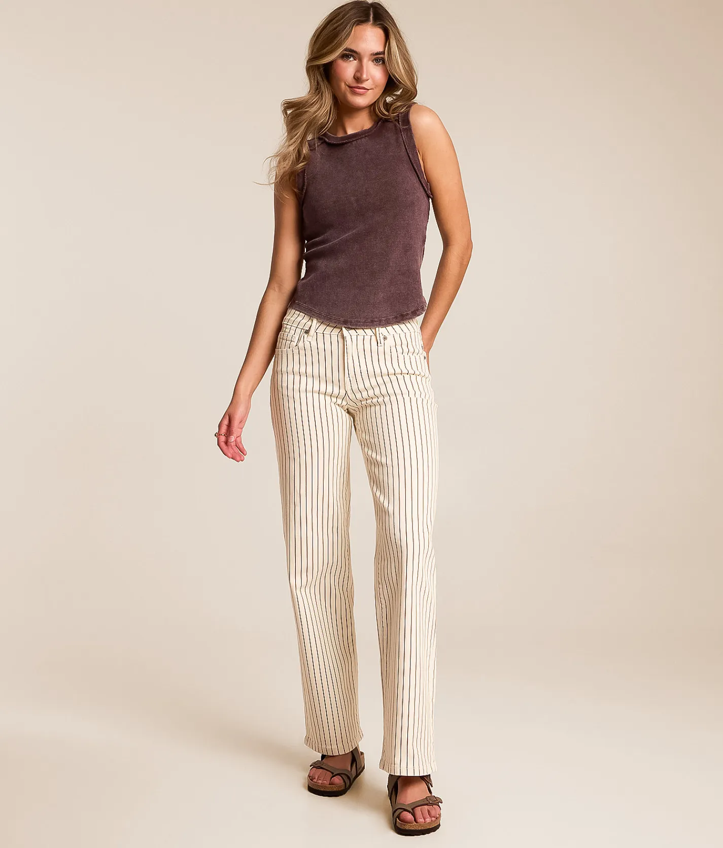 HIDDEN Blake Dad Striped Stretch Jean Brown Stripe Clearance