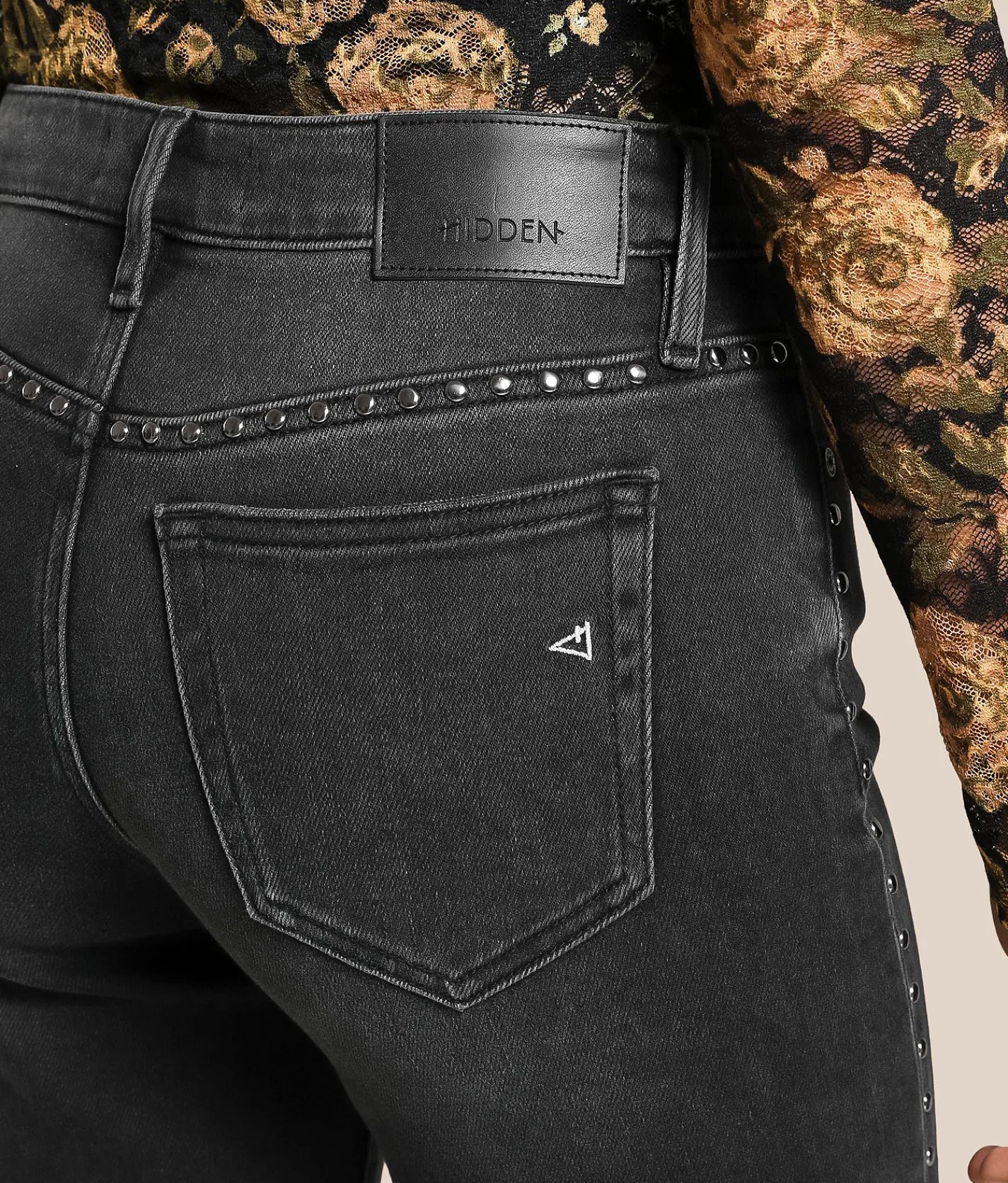 HIDDEN Blake Studded Comfort Flare Stretch Jean Black Studs Sale