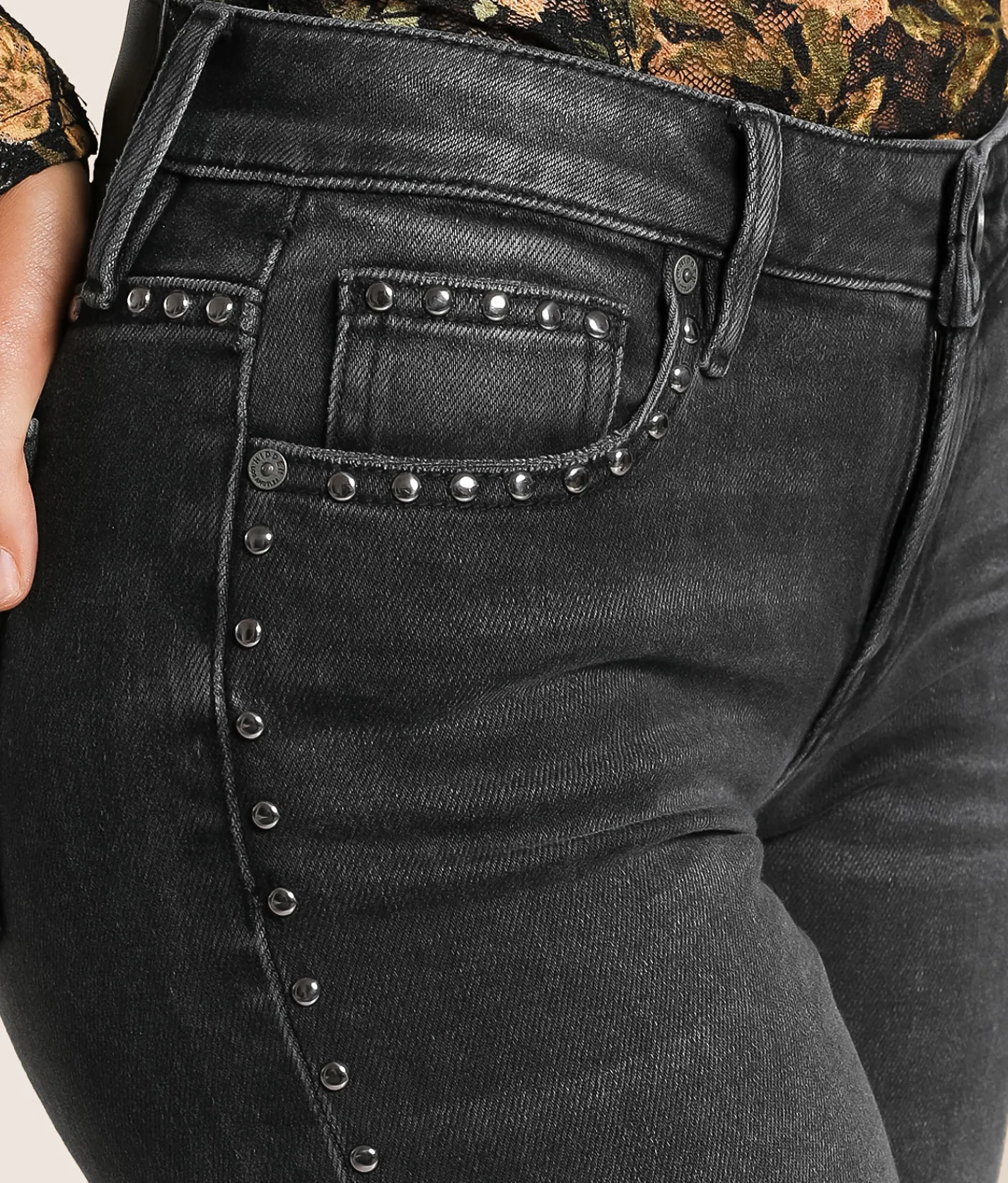 HIDDEN Blake Studded Comfort Flare Stretch Jean Black Studs Sale