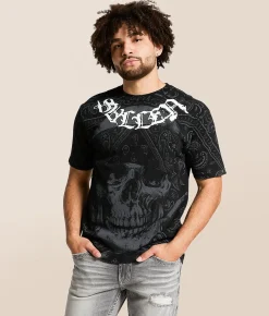 Tops|Graphic T-Shirts | Sullen Blasted Badge T-Shirt Jet Black