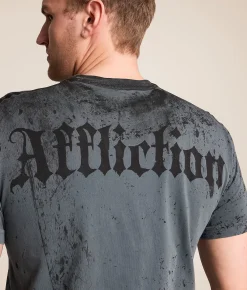 Affliction Bleak Moon T-Shirt Gunmetal Lava Wash New
