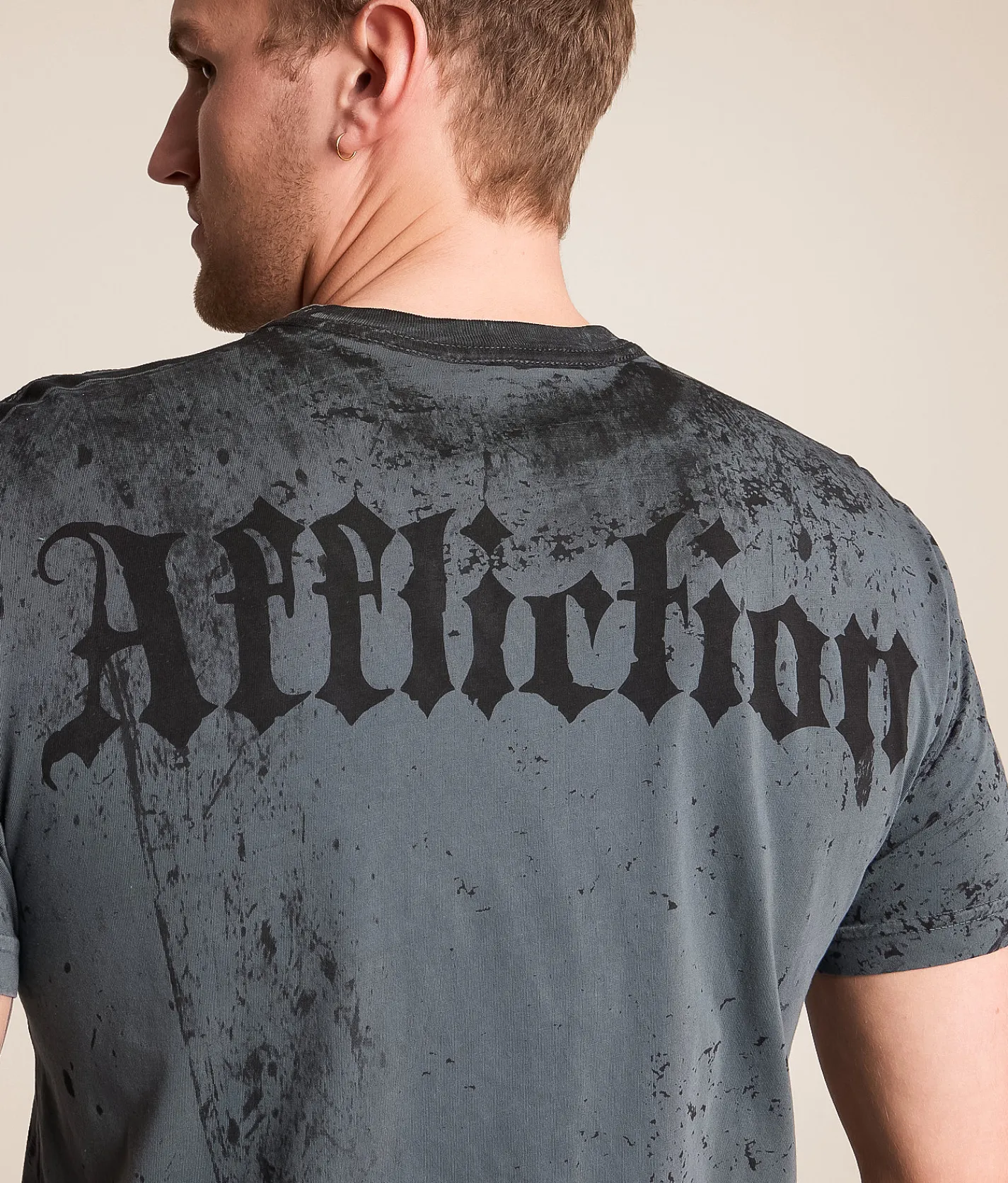 Affliction Bleak Moon T-Shirt Gunmetal Lava Wash New