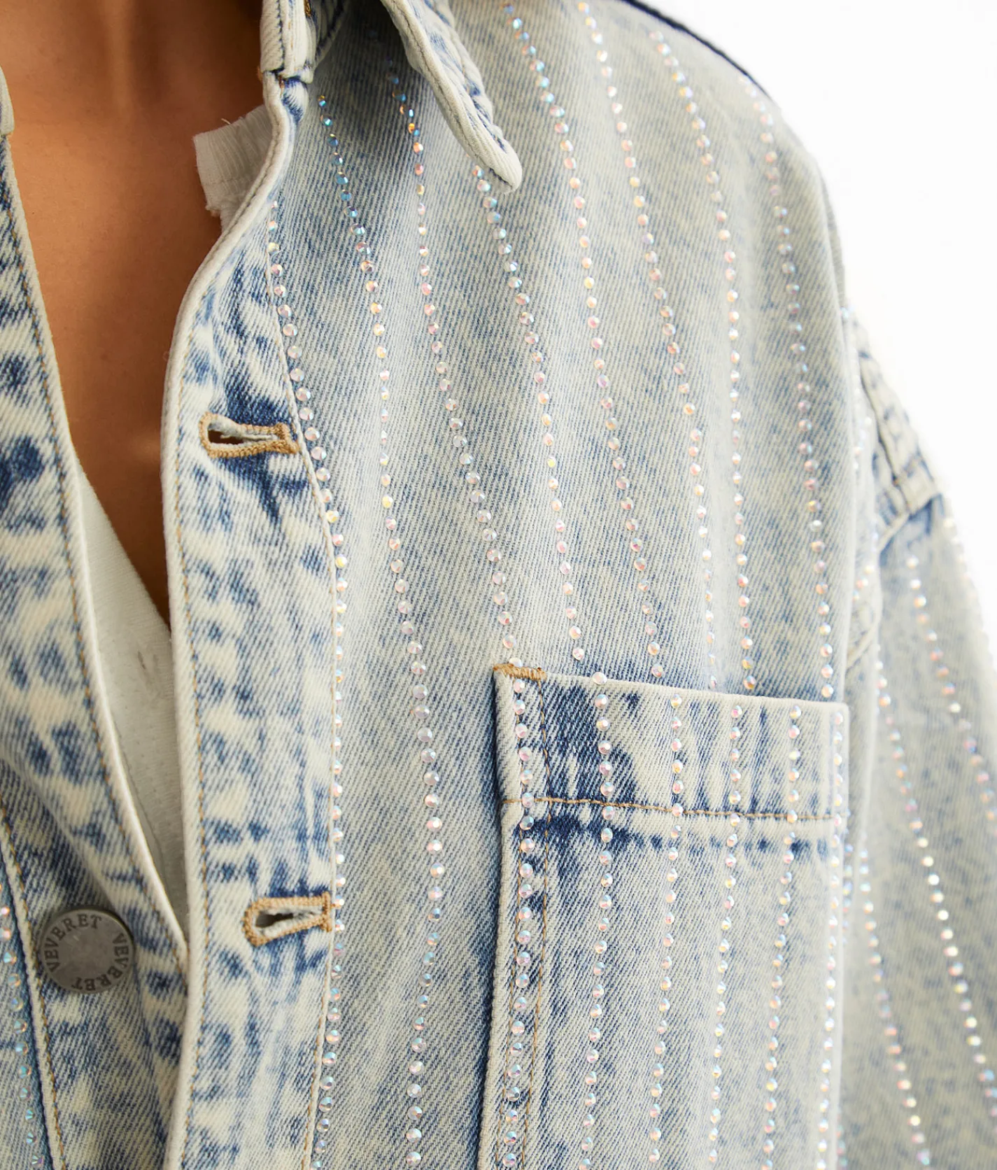 Tops|Coats & Jackets | Veveret Bling Shacket Denim