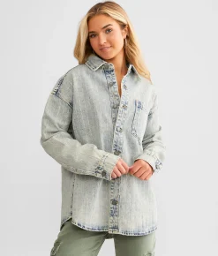 Tops|Coats & Jackets | Veveret Bling Shacket Denim