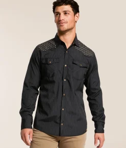Gentry County Blocked Athletic Shirt Black Brown Clearance