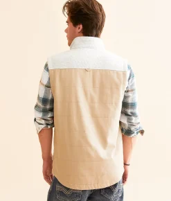 Coats & Jackets | Departwest Blocked Canvas Vest Khaki