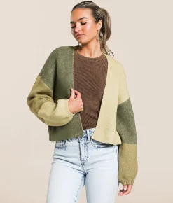 Tops | Billabong Block Out Cropped Cardigan Sweater Green Tea