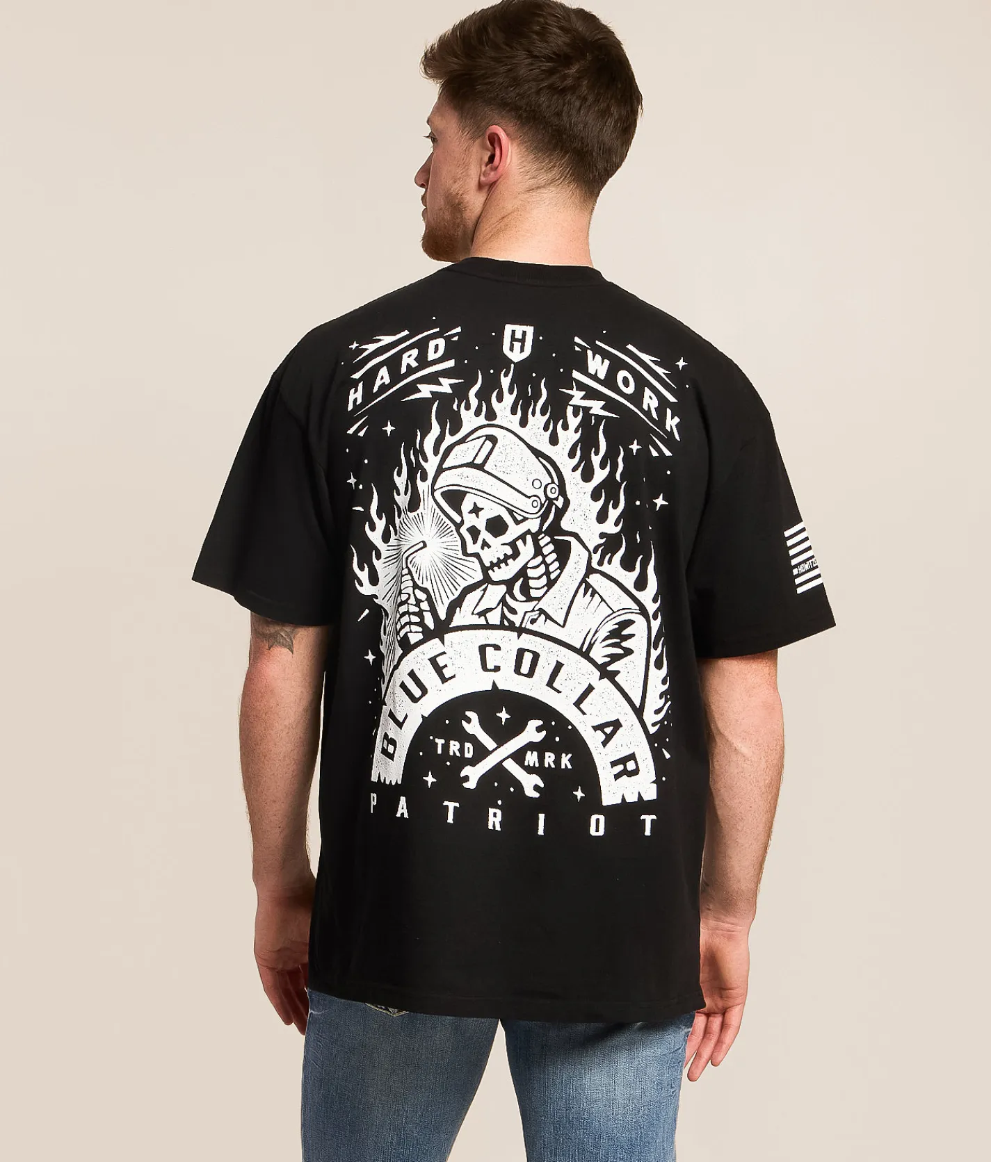 Howitzer Blue Collar Arched T-Shirt Black New