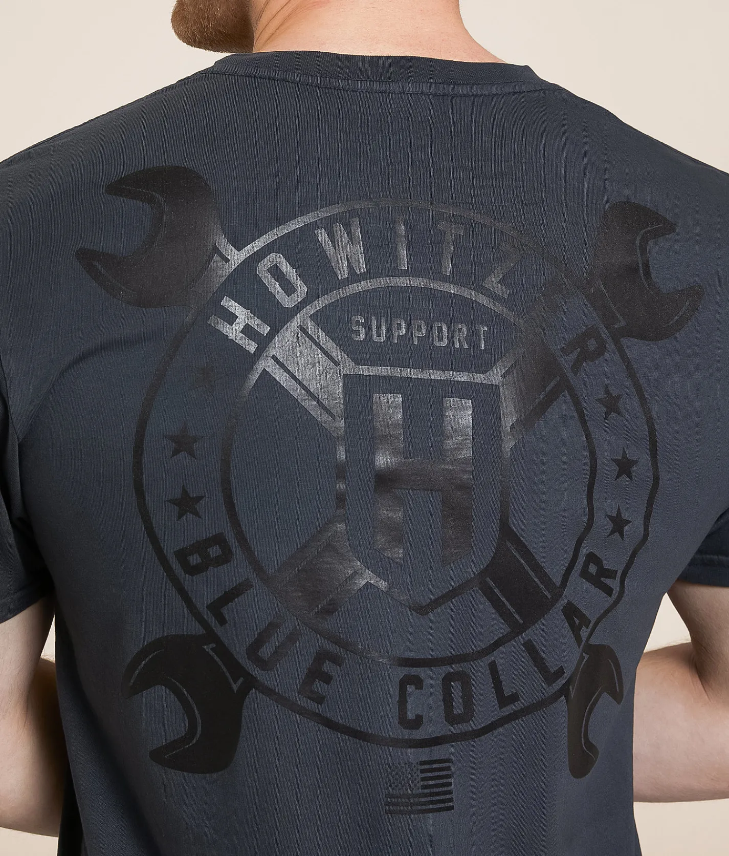 Graphic T-Shirts | Howitzer Blue Collar Cross Wrench T-Shirt Grey Pinstripe