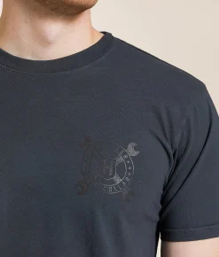 Graphic T-Shirts | Howitzer Blue Collar Cross Wrench T-Shirt Grey Pinstripe