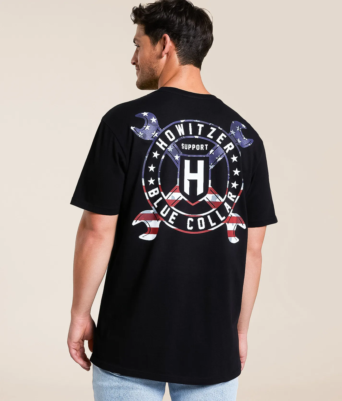 Tops|Graphic T-Shirts | Howitzer Blue Collar Cross Wrench T-Shirt Black