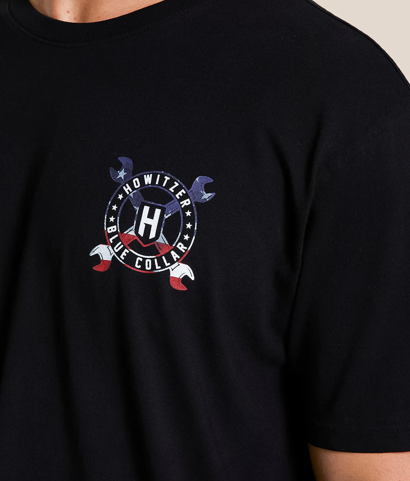 Tops|Graphic T-Shirts | Howitzer Blue Collar Cross Wrench T-Shirt Black