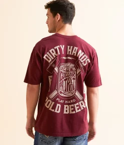 Graphic T-Shirts | Howitzer Blue Collar Crushing Cans T-Shirt Burgundy
