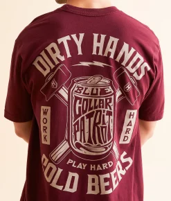 Graphic T-Shirts | Howitzer Blue Collar Crushing Cans T-Shirt Burgundy