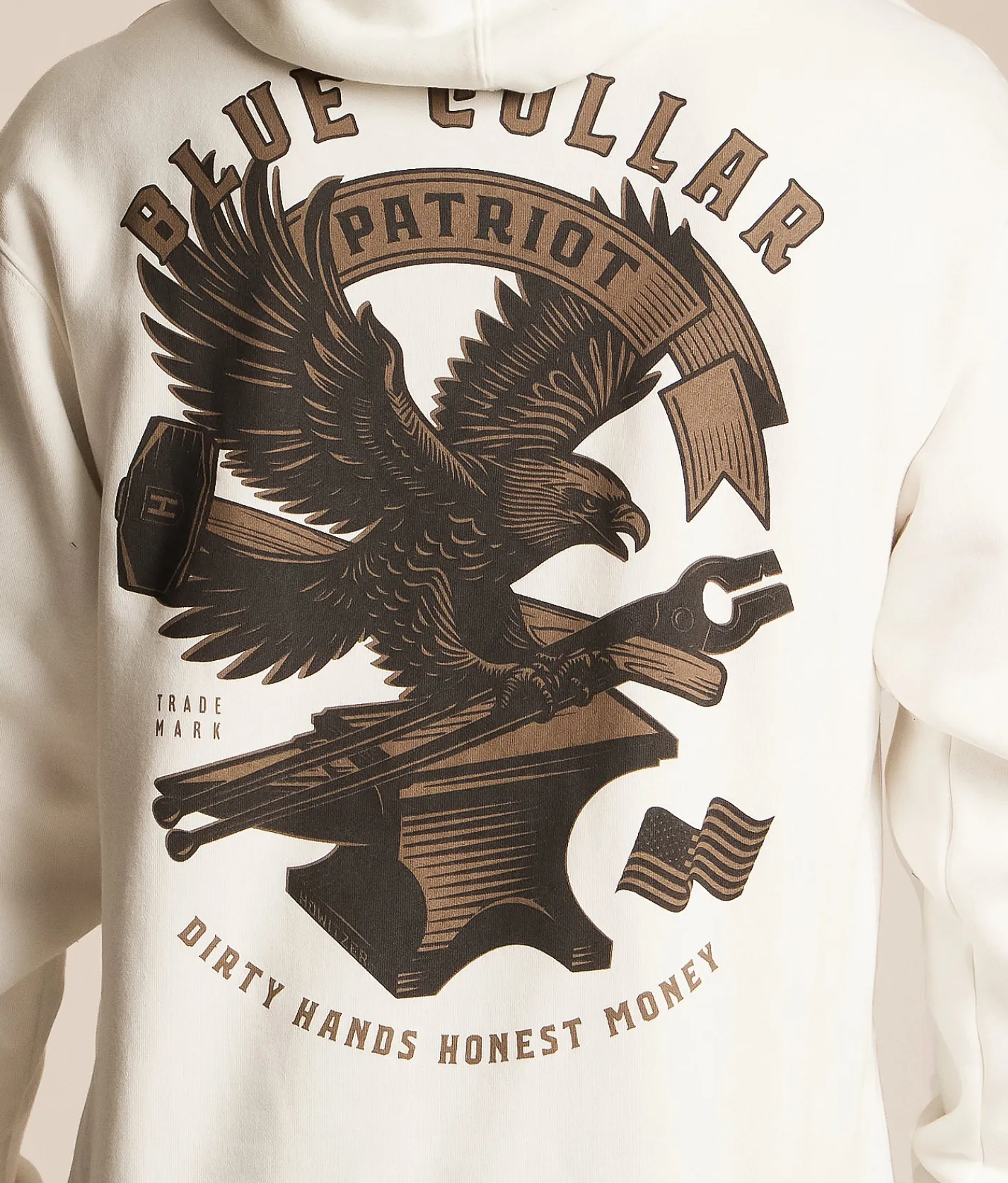 Howitzer Blue Collar Full Metal Hooded Sweatshirt Antique White Best