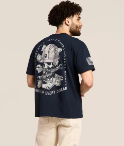 Howitzer Blue Collar Hard Dollars Heavyweight T-Shirt Navy Outlet