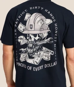 Tops | Howitzer Blue Collar Hard Dollars Heavyweight T-Shirt Navy