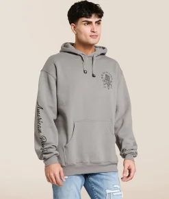 Tops | Howitzer Blue Collar Hard Work Hooded Sweatshirt Steeple Grey