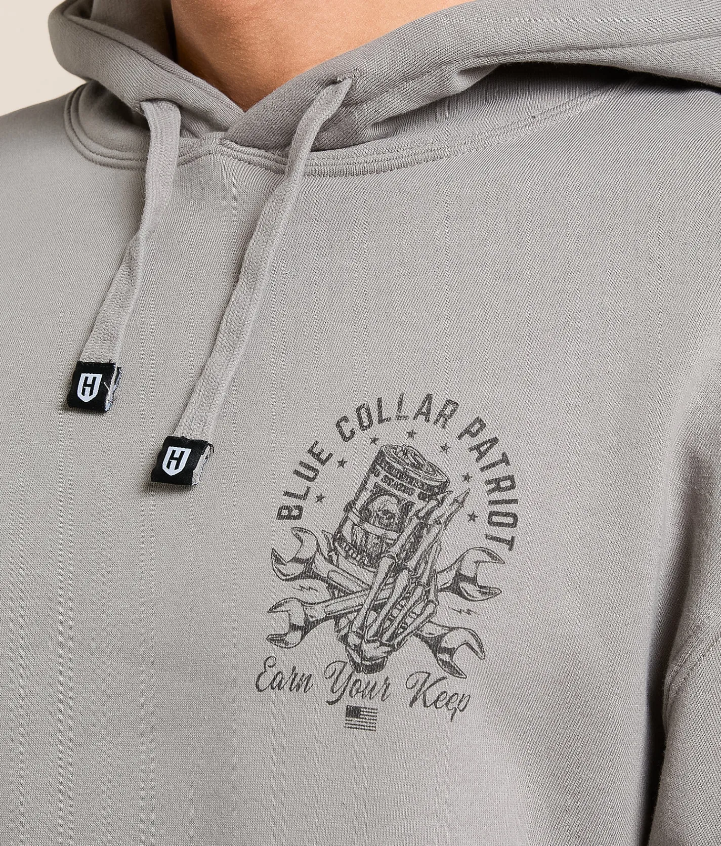 Tops | Howitzer Blue Collar Hard Work Hooded Sweatshirt Steeple Grey