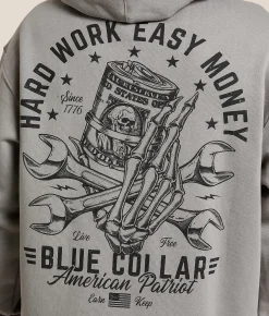 Tops | Howitzer Blue Collar Hard Work Hooded Sweatshirt Steeple Grey