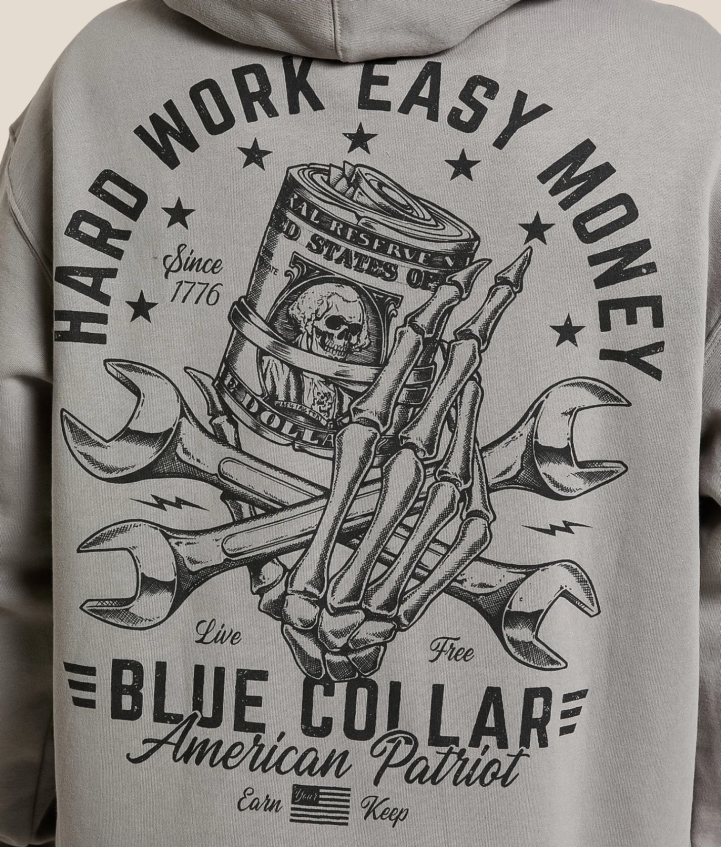 Tops | Howitzer Blue Collar Hard Work Hooded Sweatshirt Steeple Grey