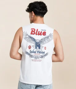Howitzer Blue Collar Liquid Gold Tank Top White Outlet
