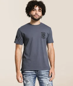 Tops|Graphic T-Shirts | Howitzer Blue Collar Name Plate T-Shirt Turbulence